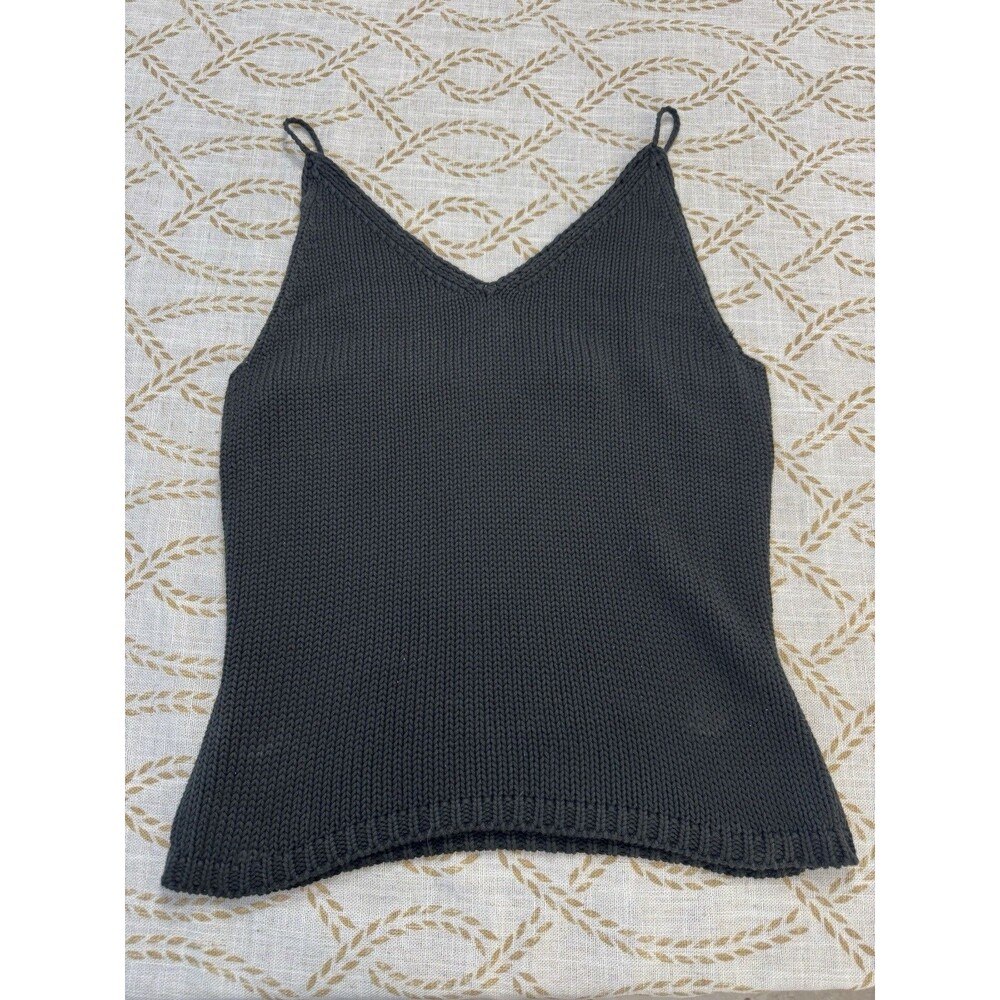 Moda International Cotton Black Knit Tank Top Boho Medium